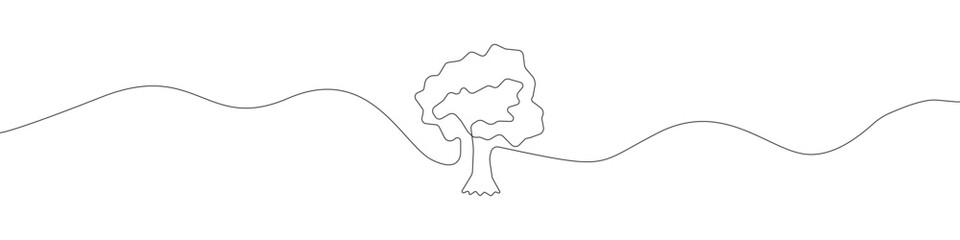 Tree icon line continuous drawing vector. One line Tree icon vector background. Tree icon. Continuous outline of a Tree icon.