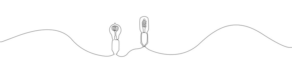 Bulb icon line continuous drawing vector. One line Two Light Bulb icon vector background. Light bulb icon. Continuous outline of a bulbs icon.