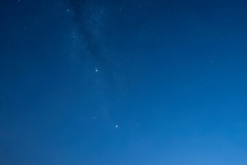 Fototapeta premium Starlit Night Sky with Twinkling Stars and Deep Blue Atmosphere Over a Calm Horizon