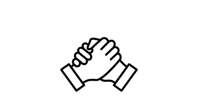 Collaboration, teamwork, handshake icon animation for business, partnership, cooperation, team, agreement, human relationships, support, co-worker, work together