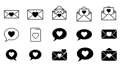 Icon set representing communication and love isolated on white background, Vector