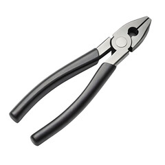 Obraz premium Close-up of needle-nose pliers with black handles and metal jaws on a white background from a diagonal viewpoint