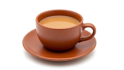 Obraz premium A single brown coffee cup on a matching saucer illustration