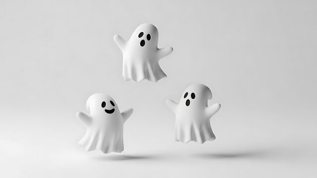 Playful ghosts floating in harmony illustration