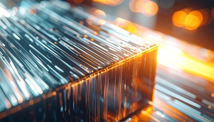 Digital Data Stream: The vibrant, abstract image captures a complex data stream, bathed in a captivating glow of light and technological sophistication.