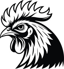Fototapeta premium Rooster Silhouette Vector Illustration Chicken Silhouette Logo Design Black Rooster Bird Silhouette