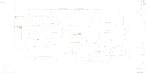 Fototapeta premium Seamless vector illustration of an abstract architectural and technology background featuring a vintage grunge texture with artistic lines and a drawing pattern for a wallpaper backdrop design