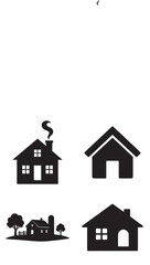 Fototapeta premium Simple silhouette icons of houses and a farmstead for design.