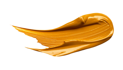 textured abstract orange yellow color paint stroke isolated on transparent background, png