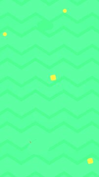 Bright Green Chevron Pattern with Animated White Plus Signs and Yellow Dot Abstract Motion