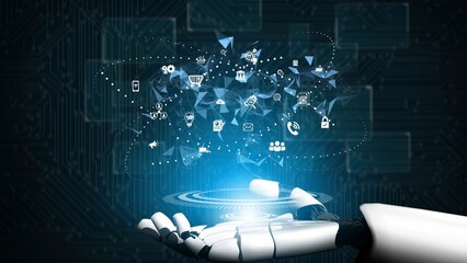 AI supports the digital business ecosystem by enhancing business, ecosystem, and technology connectivity across the digital network Marrow