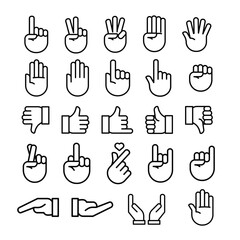 Hand Gestures in Outline Style Icon Vector Illustration