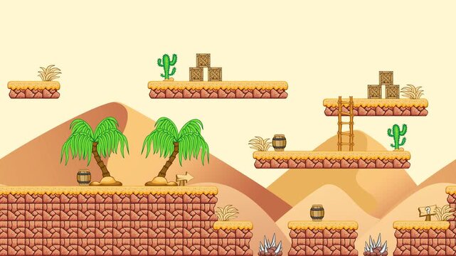 High-quality 4K 2D game background featuring a seamless looping parallax effect. This nature-themed environment is designed for side-scroller platformers and mobile games.