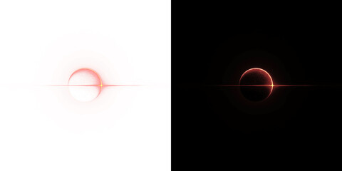 Cinematic Red Planet Eclipse Lens Flare with Horizon Line On Transparent Background PNG © Tomash