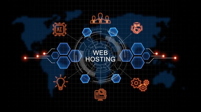 markets Business, Technology, Internet and network concept. virtual screen of the future and sees the inscription: on world map background. 4k animation  