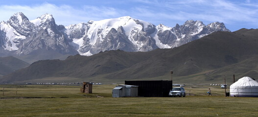 Kleine Siedlung im Ak-Sai-Tal