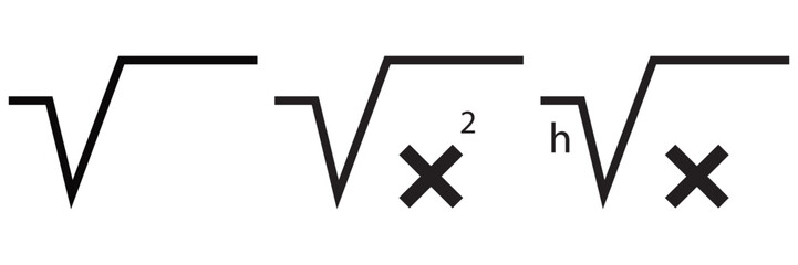 Square Root Vector Icon Set &ndash; Math Symbol in Line and Solid Glyph Style for Web,
 App and Infographic Design