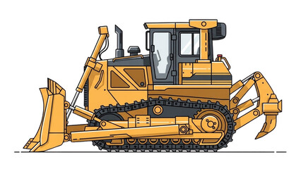 Obraz premium Heavy bulldozer operating in a construction site with excavation equipment and tracks