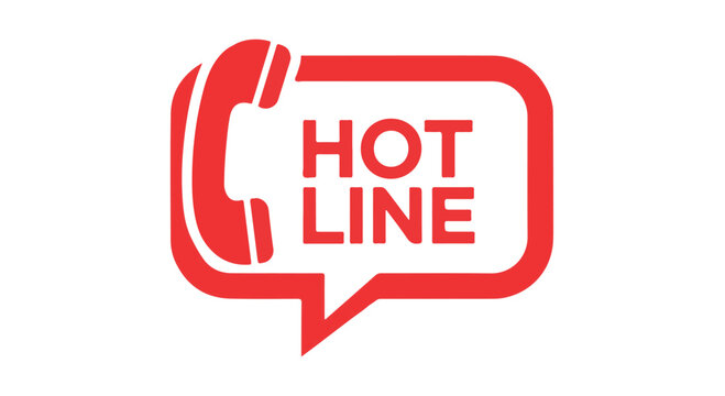 A red hotline phone logo on a white background for emergency services dividers decorative border design concept