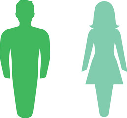 Distinct green and teal male and female gender symbols on a clean transparent background, representing diversity and equality.