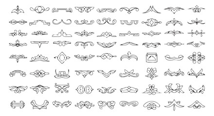Obraz premium A collection of ornate and elegant black line art designs and patterns flourishes dividers decorative border design concept
