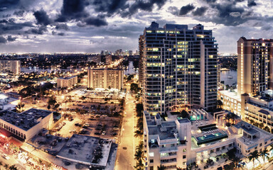 Fort Lauderdale skyline at sunset, Florida