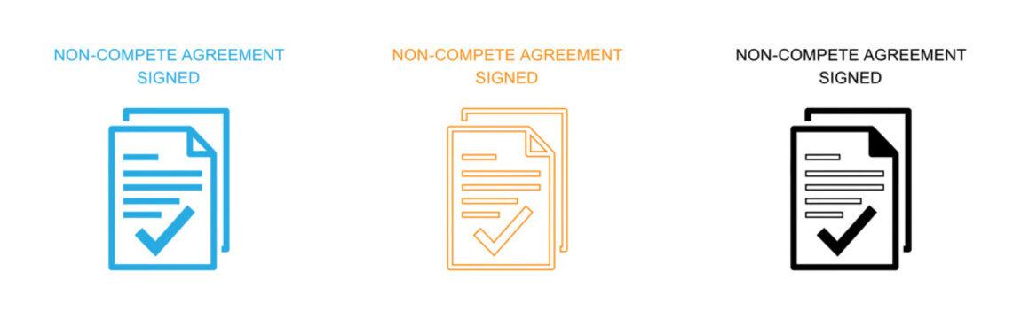 Non compete agreement signed icons
