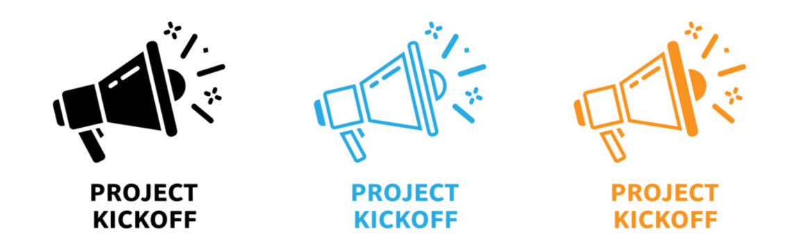 Project kickoff megaphone icons