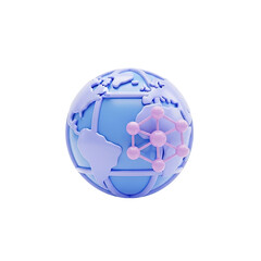 Fototapeta premium Global network analytics 3D icon data analysis technology