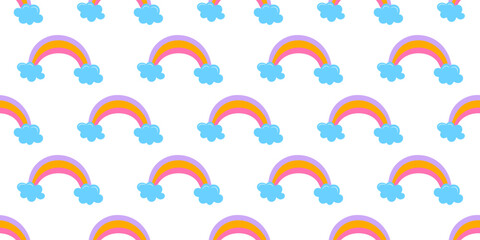 Fototapeta premium Seamless rainbow pattern. Ideal for kids fabric, nursery decor, wrapping paper, wallpaper and gift packaging