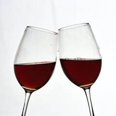 Clinking Wine Glasses Celebration: A Toast to Friendship and Elegant Dining with Red Wine Glassware