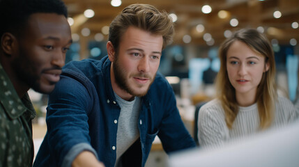 In a dynamic office environment, a team collaborates on a project, laying the groundwork for innovative strategies, showcasing the importance of teamwork and communication in achieving business