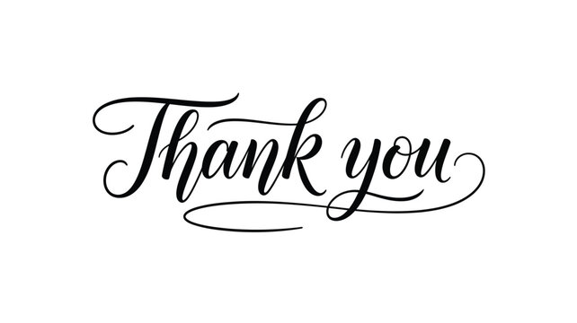Elegant cursive writing saying thank you a beautiful black silhouette