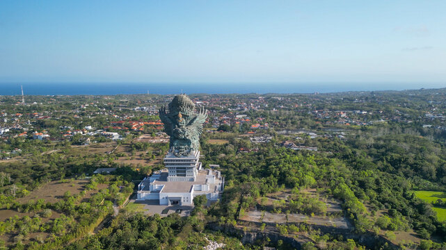Amazing aerial view of Patung Garuda Wisnu Kencana in Bali