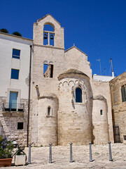 Fototapeta premium Bell Tower and back of the Church of All Saints, also called Church of the Templars. Chiesa d'Ognissanti, Ognissanti Church. Trani, Apulia, Puglia, Italy, Europe