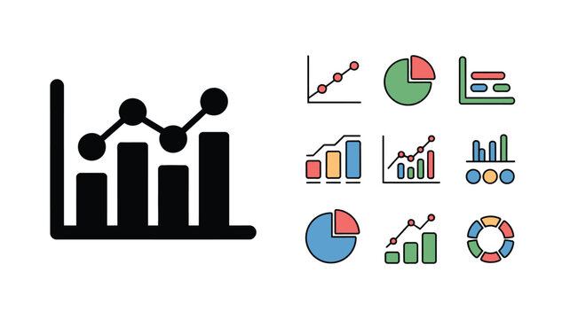 Graph and Chart Data Icon Set