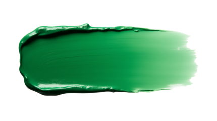 Bright green acrylic paint smear with visible brush texture on a clean transparent background, concept of creativity and artistic expression