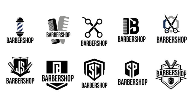 Barber Shop Logo Designs, Branding Art, Creative Business Identity, Graphic Illustrations, Modern Style, Professional Perspective - Powered by Adobe