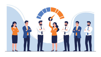 Fototapeta premium Business Team Performance Meter with Leader in Orange