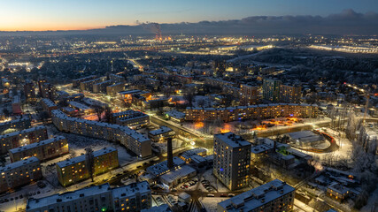 Fototapeta premium Stogi District in Gdansk at Winter Sunset, Poland