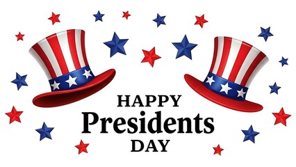 Happy presidents day celebrations with patriotic hats and stars