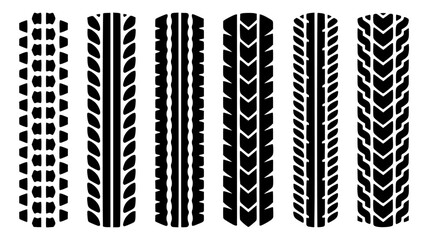 Set of Tire Tread Patterns Vector Illustrations isolated PNG with Transparent Background