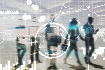 Business analysis concept with abstract data visualization and corporate strategy planning