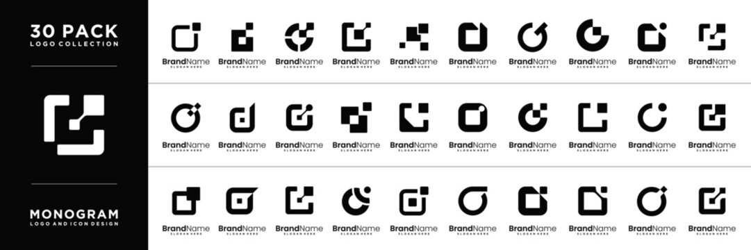 Set of letter D logo. Icon design.  D letter with template elements logo collection.