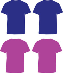Four plain t-shirts two royal blue and two vibrant pink on a white background tshirts
