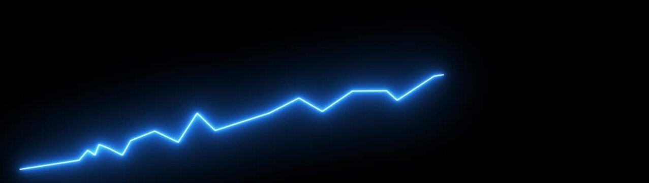 glowing green neon upward graph with arrow indicating growth, success, and positive trends on a dark, abstract background, perfect for business, finance, and technology visuals.