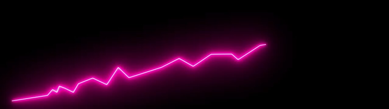 Market Recovery Concept. Successful growth trend olive line graph going Up.Abstract neon line arrow down business graph .