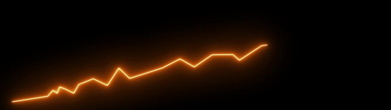 glowing green neon upward graph with arrow indicating growth, success, and positive trends on a dark, abstract background, perfect for business, finance, and technology visuals.