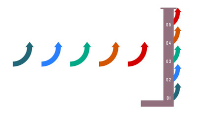 Curved Upward Arrows Progress Chart Vector