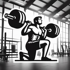 Man doing lunge with heavy barbell at gym